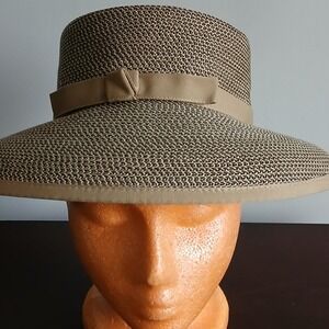 Eric Javits Squishee Hat Visor  UV Protected Hat Bone/Cream/Grey Packable NWOT